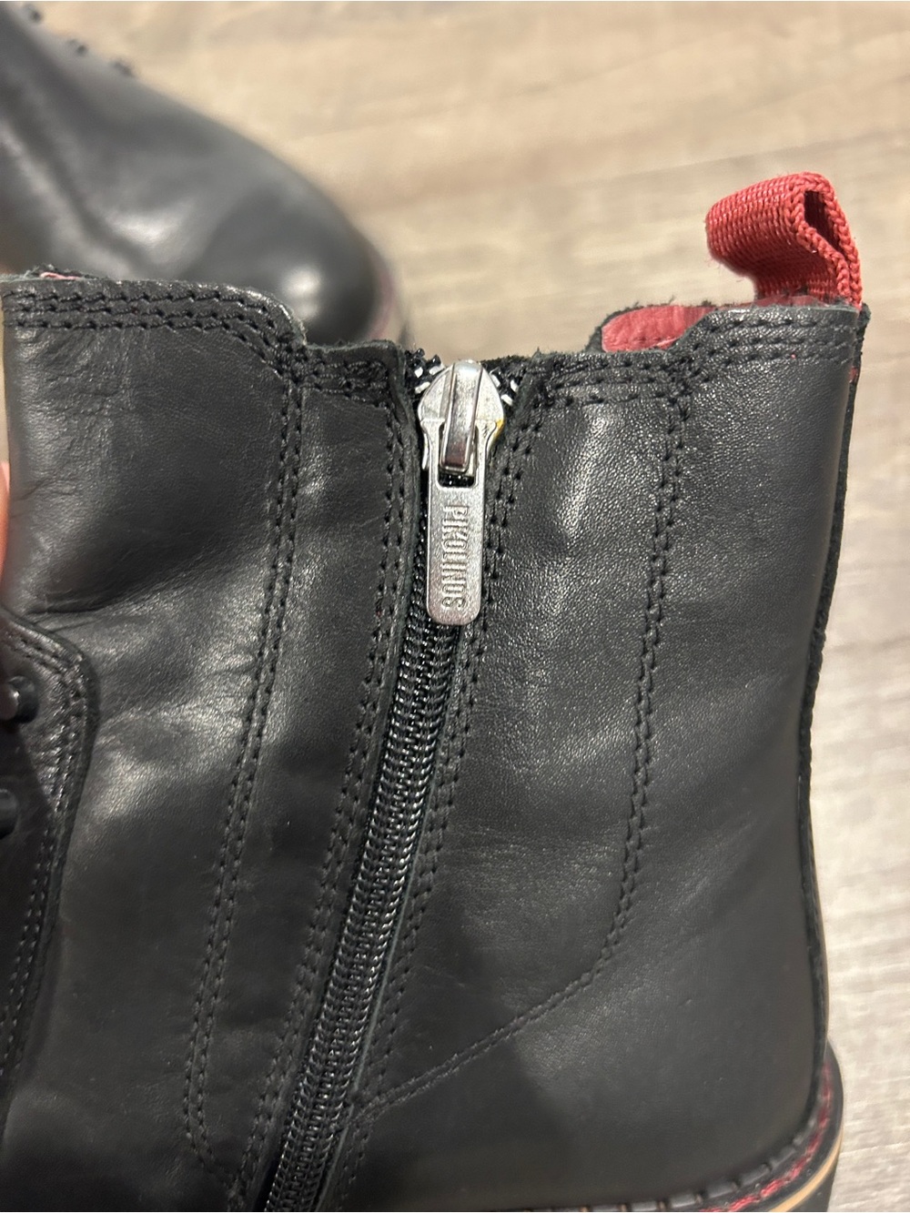 PIKOLINOS Black Ankle Boots with Red Stripe Accent - Picture 5 of 5